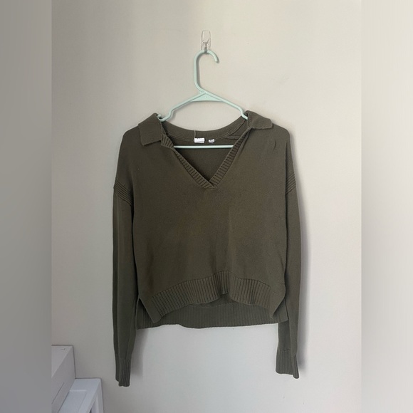 GAP Surplus Green Collared Ribbed Sweater Size X Small - Picture 1 of 10